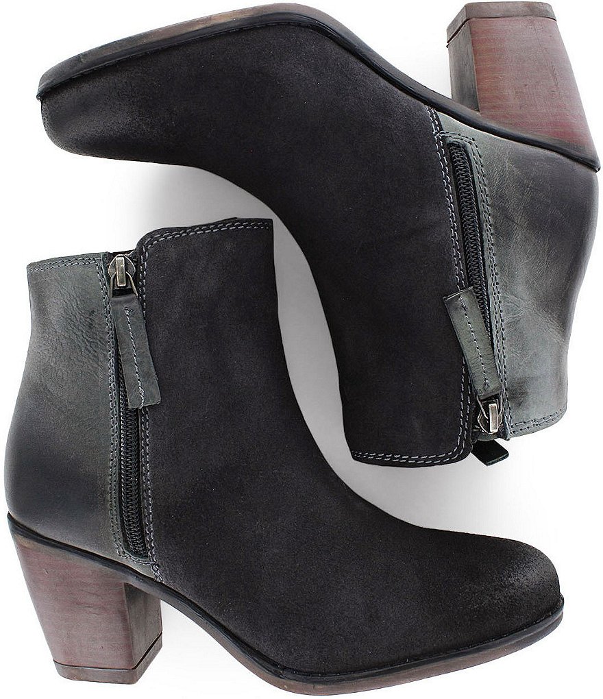 Roan by Bed Stu Lina Burnished Leather Suede Block Heel Booties