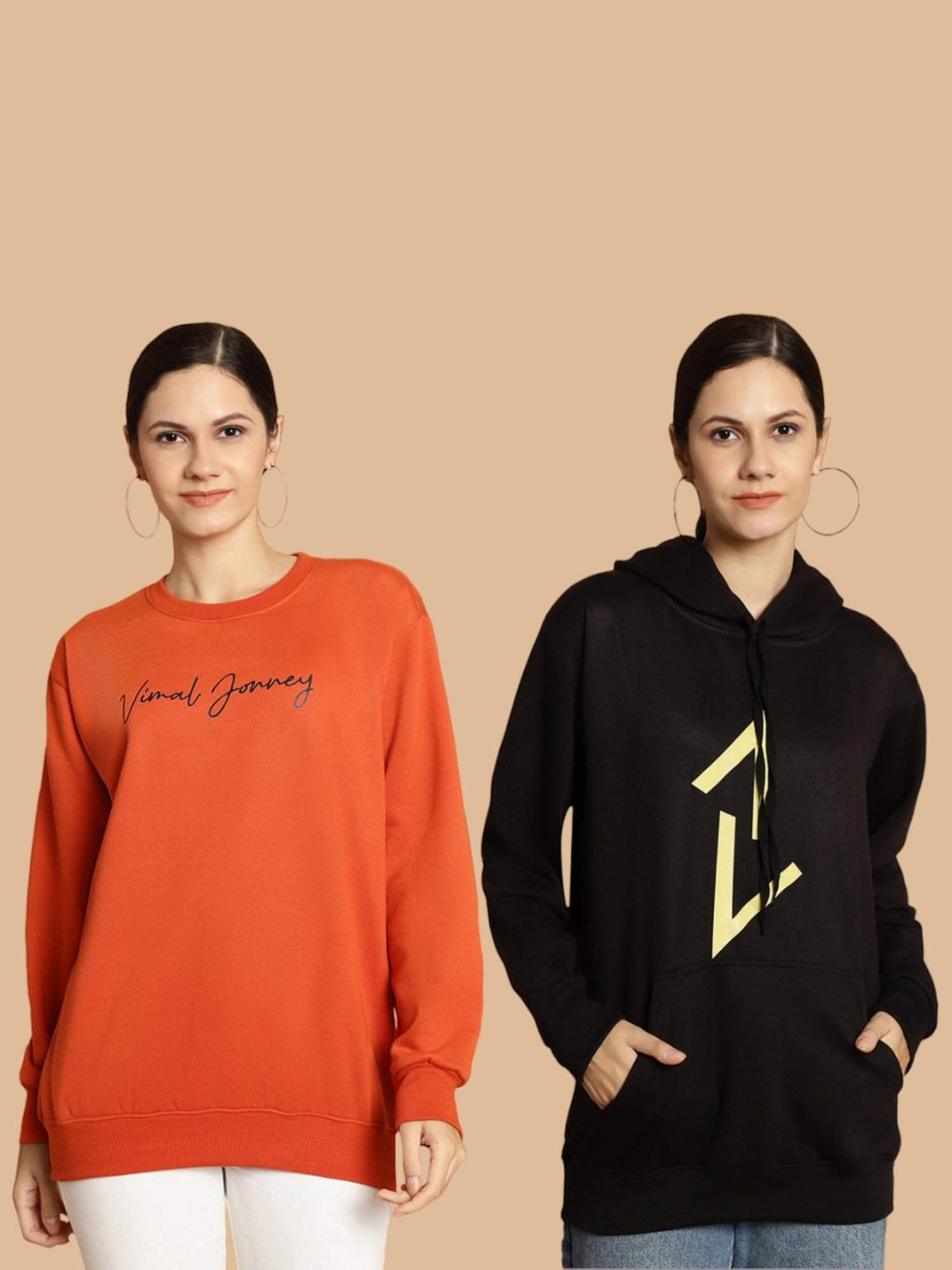Vimal Jonney Rust & Black Printed Sweatshirt - Pack Of 2