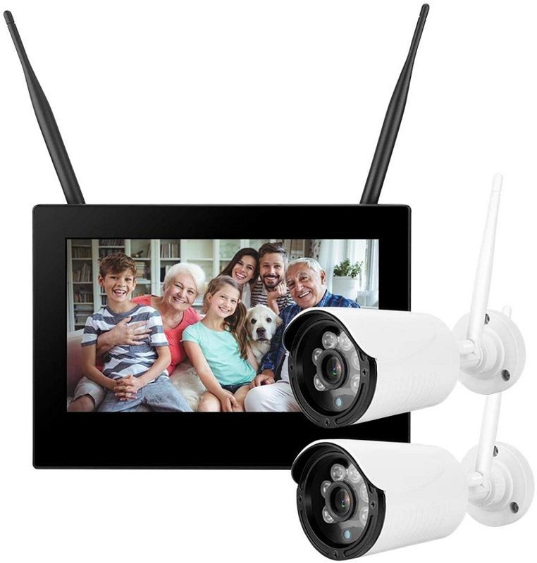 10in 1.3MP HD Wireless WiFi Baby Monitor 2 Cameras Smart DVR Home Security System (British regulations (100-240V))