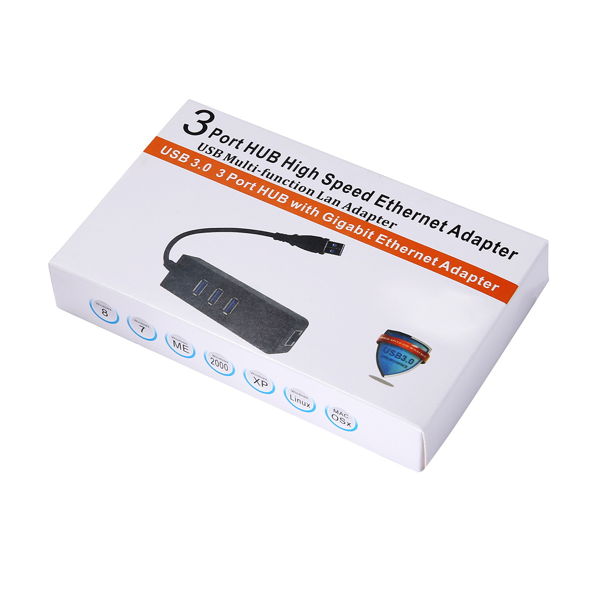 FirstPower 3-Ports USB 3.0 hub Adapter with Gigabit Ethernet Adapter Lan RJ45 interface Network HUB to 1000Mbps Mac PC Laptop