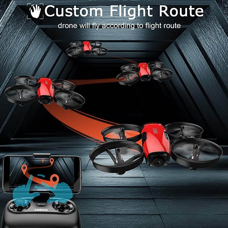 U61W Drones for Kids with 720P HD Camera, Mini Drone WiFi FPV RC Quadcopter for Beginners, Route Making, Headless Mode, One-Key Start, Emergency Stop, Great Gift for Boys Girls, 2 Batteries