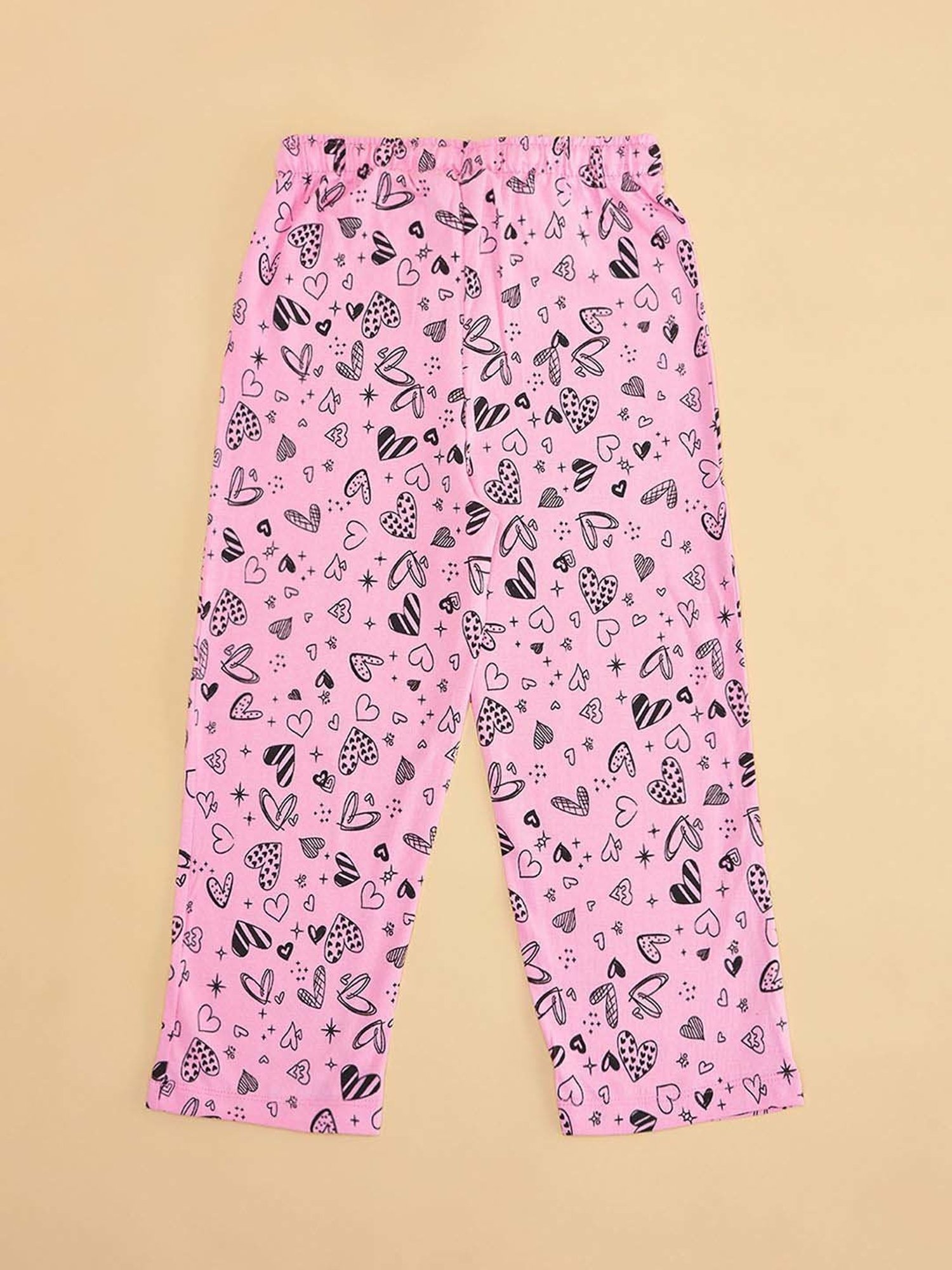 YU by Pantaloons Girls Pink & White Cotton Printed Pajamas (Pack of 2)