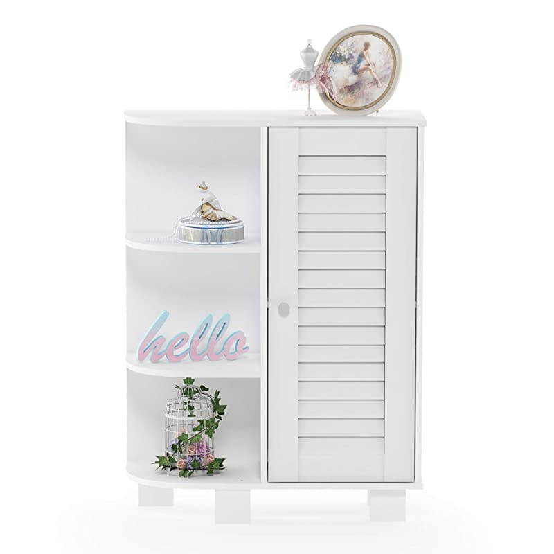 Indo Storage Shelf Louver Door Cabinet, White