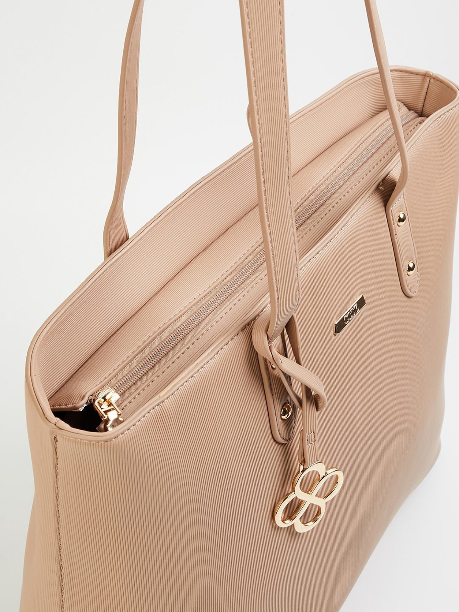 Code by Lifestyle Beige Textured Tote Bag