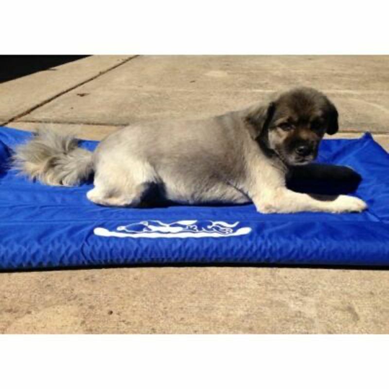 Lazy Dog Lounger Portable Puncture Resistant Durable Semi Submersible Water Float Pad for Pools and Lakes with Built In Attachment Loop, Blue (Small)