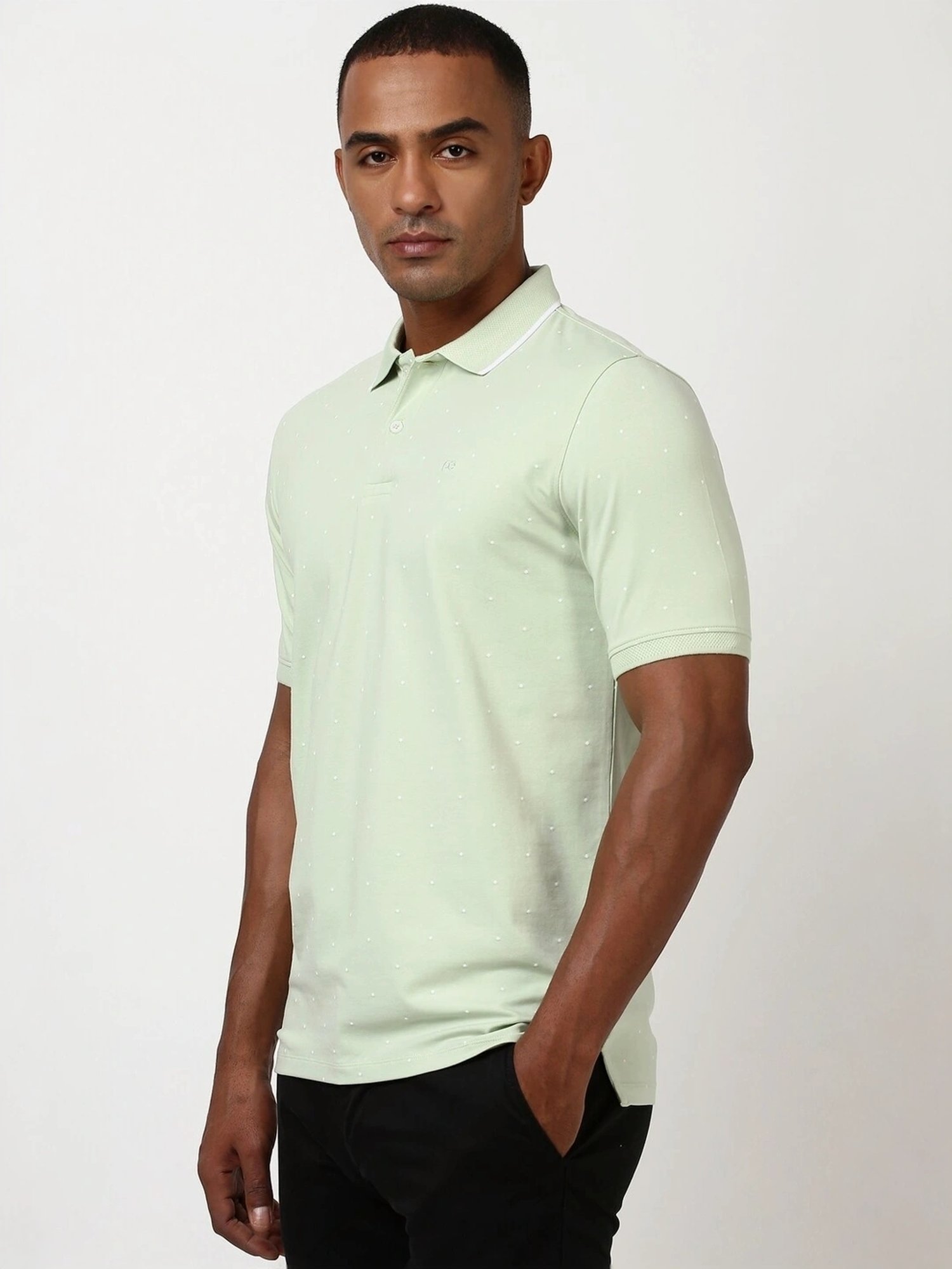Peter England Green Regular Fit Printed Polo T-Shirt