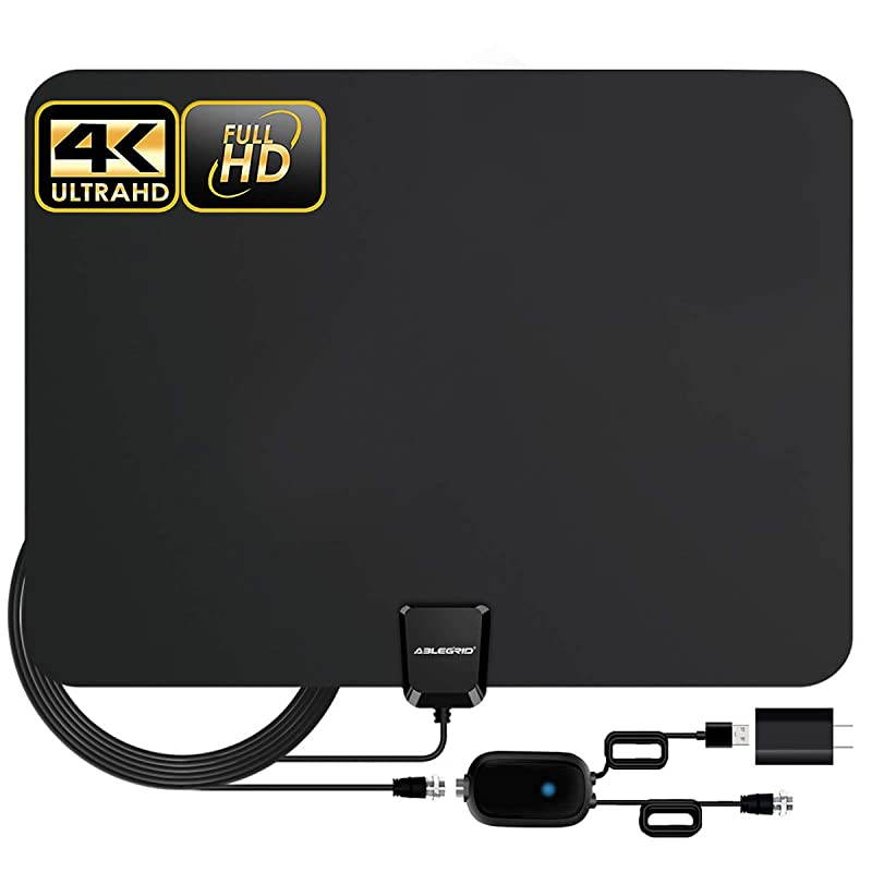 AntennaIndoor Amplified Digital HDAntenna 90120 Miles Range 4K 1080P HD VHF UHF for Local Free Local HD Channels 18 FT Coax Cable