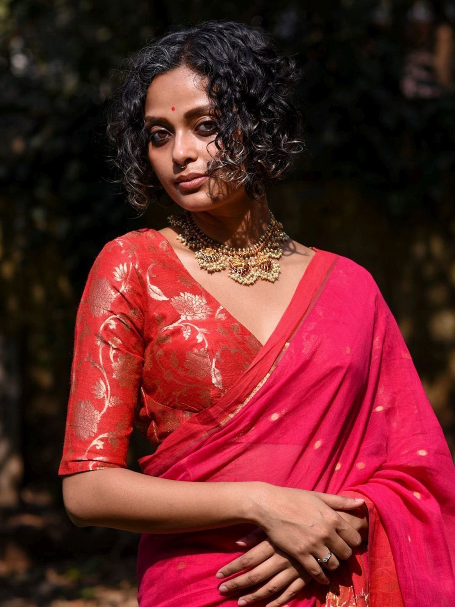 Suta Pink Cotton Woven Saree Without Blouse