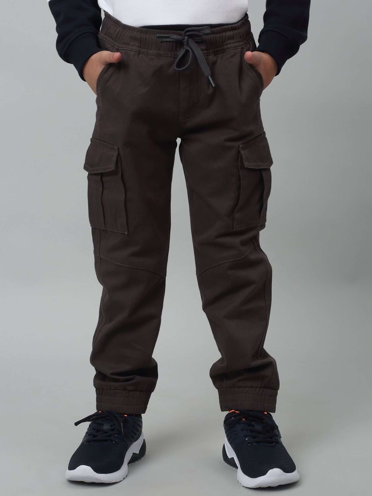 Cantabil Boys Dark Grey Solid Joggers