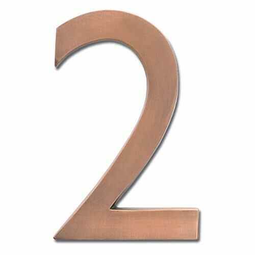 Architectural Mailboxes 3582AC-2 Solid Cast Brass 4 inch Floating House Number Antique Copper "2"