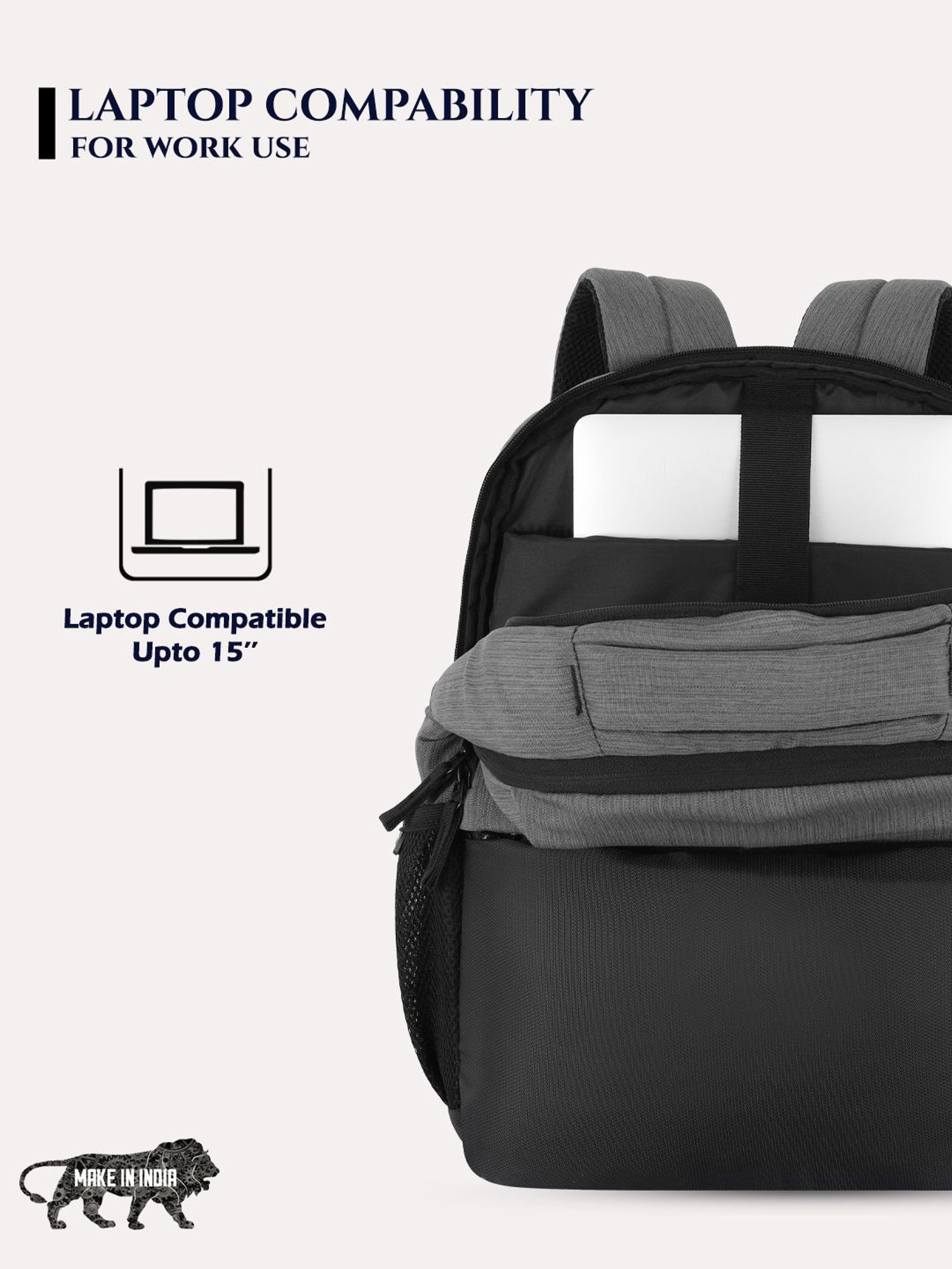 Lavie Sport Apex 21L Laptop Backpack For Men & Women (Grey)