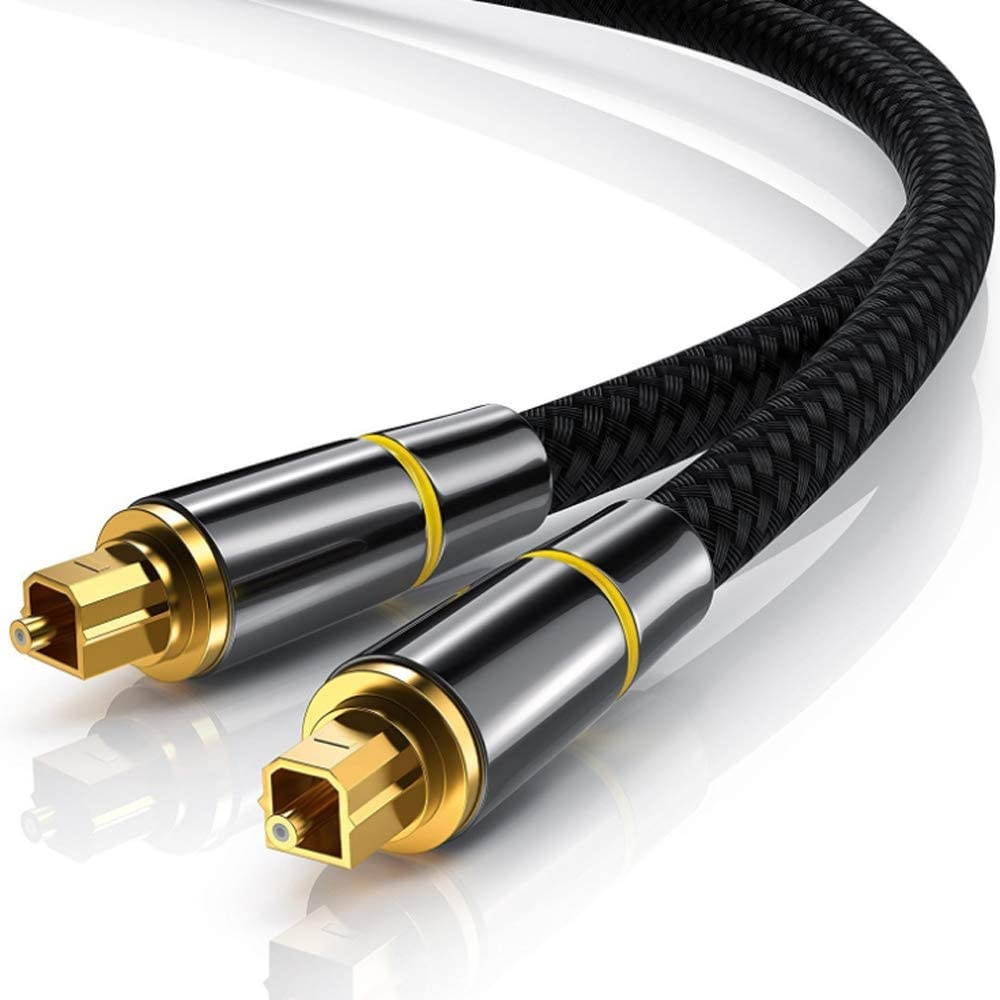Digital Optical Audio Toslink Cable 5ft(1.5m) JYFT S/PDIF Port 24K Gold Plated Connectors for Home Theater Sound Bar TV PS4 Xbox Playstation
