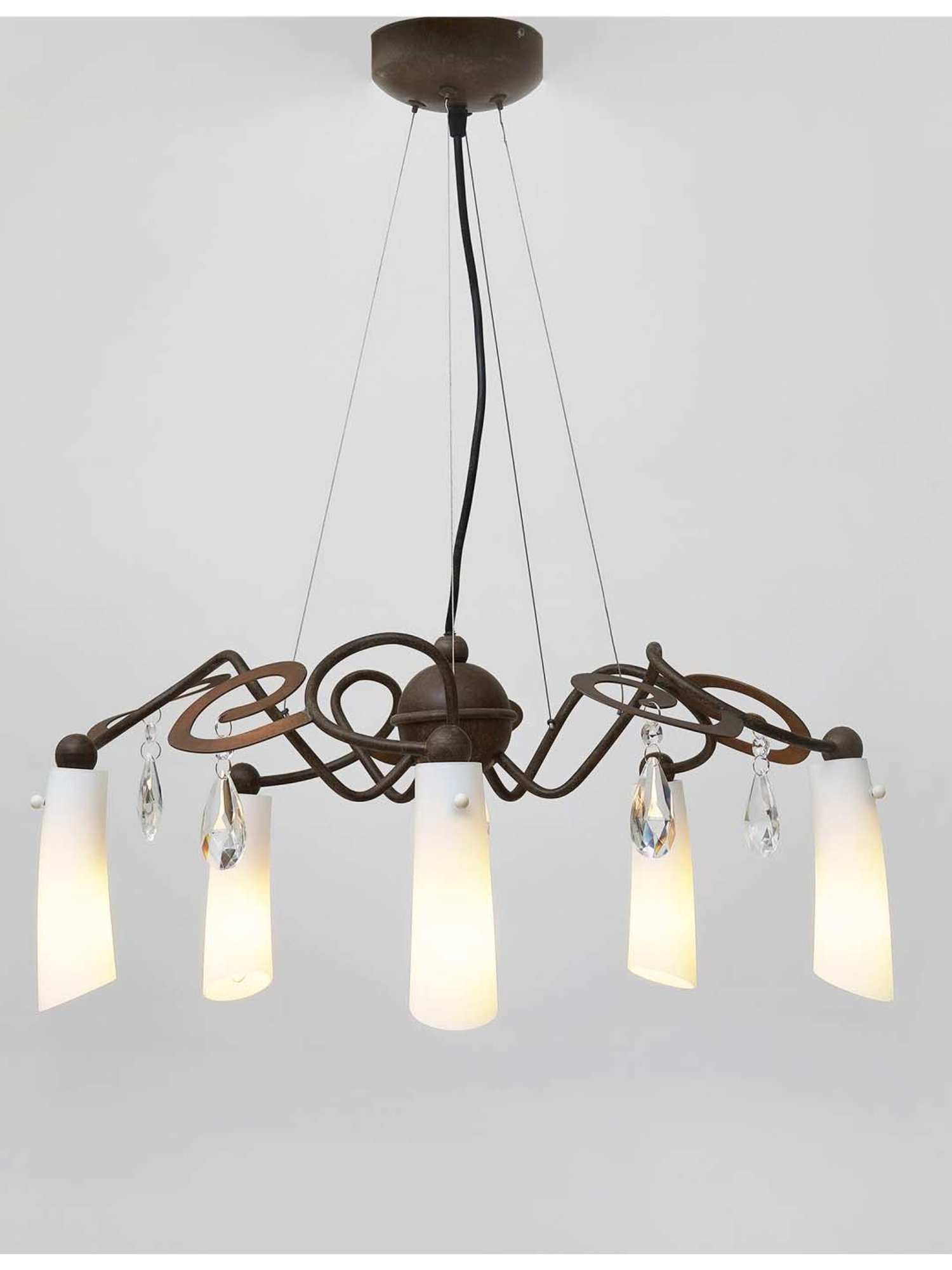 Kapoor E Illuminations 'Nolan' White & Brown Metal 5-In-1 Chandelier