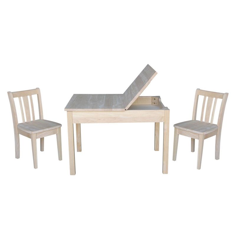 Kids' Storage Table with 2 San Remo Juvenile Chairs Unfinished - International Concepts