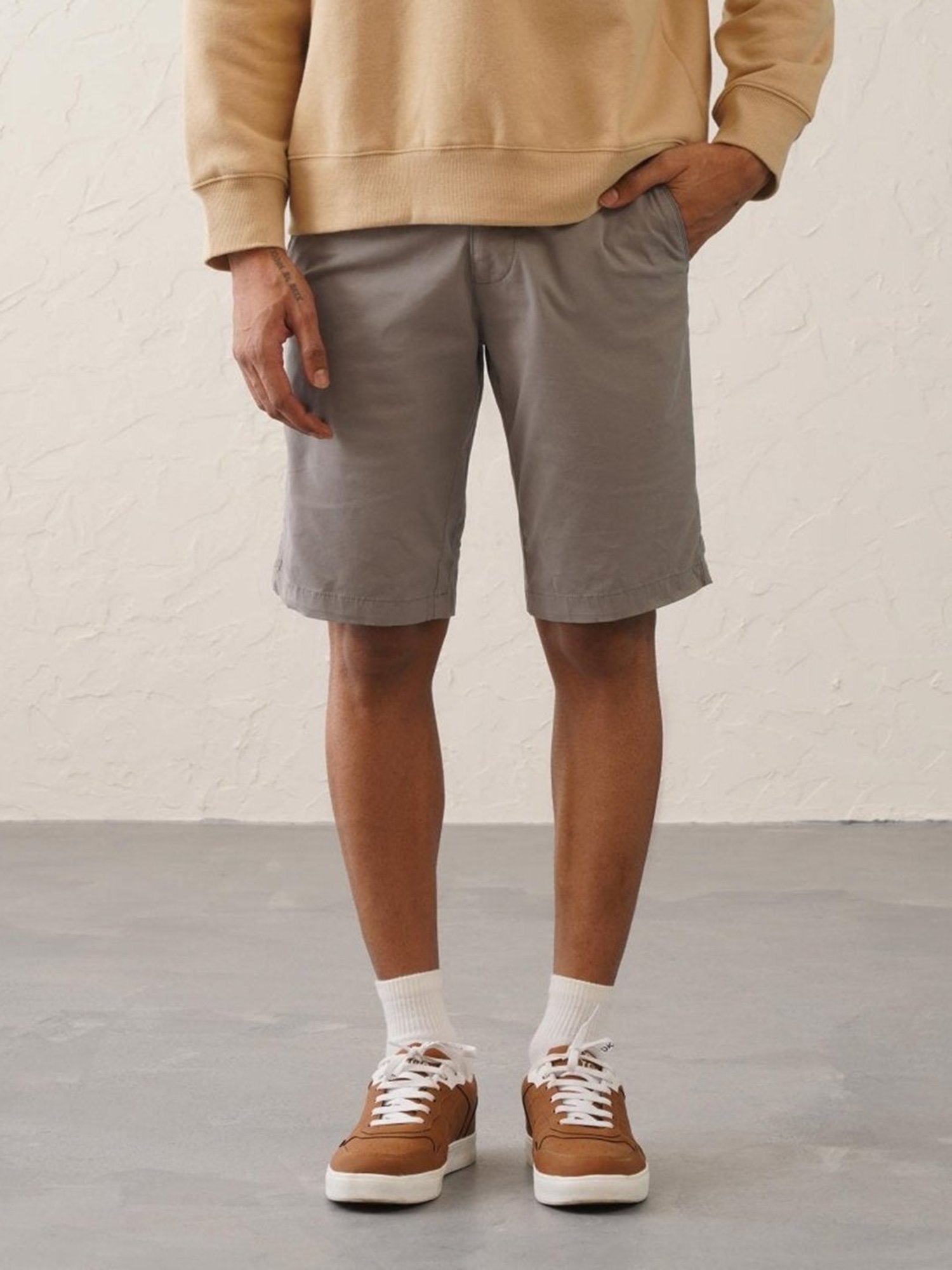 MinusOne Grey Regular Fit Shorts