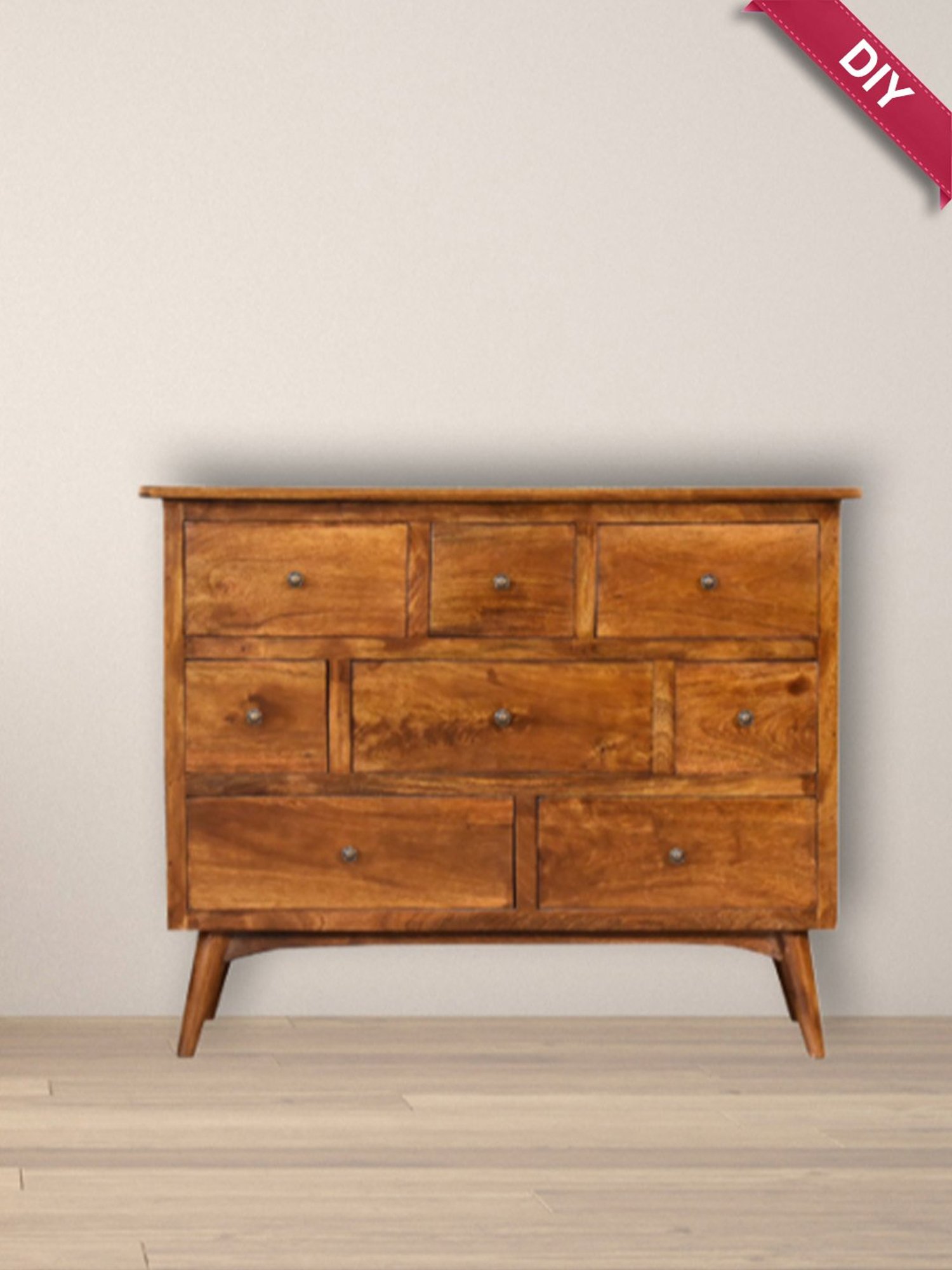 Fabindia Brown Sheesham Wood Textured Cabinet