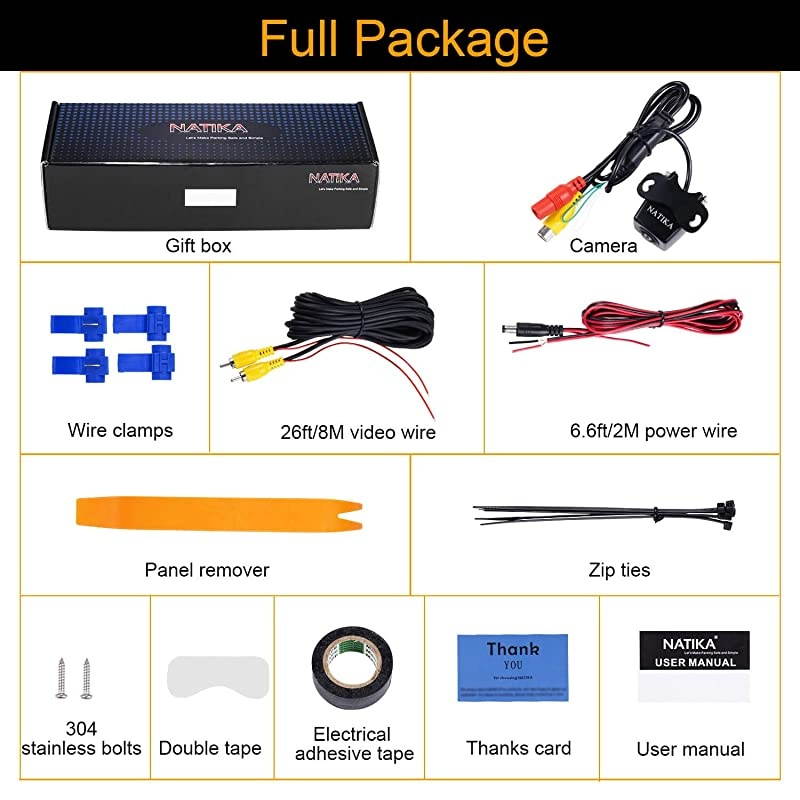 Backup Camera IP69K Waterproof Great Night Vision HD and Super Wide Angle Reverse Rear View Backup Camera for Cars Trucks SUV RV Van