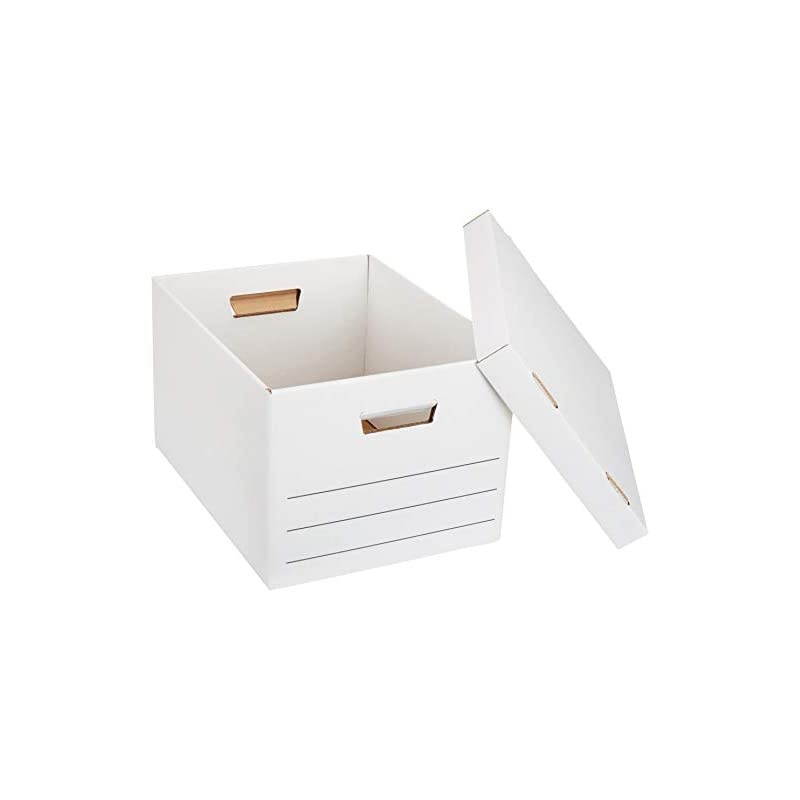 Basics Heavy Duty Storage Filing Box with Lift-Off Lid - Pack of 12, Letter / Legal Size