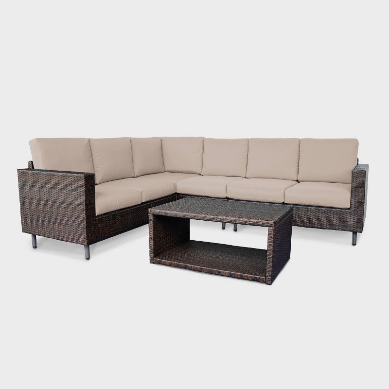 Draper 5pc Sectional Set with Sunbrella - Sage - Leisure Made