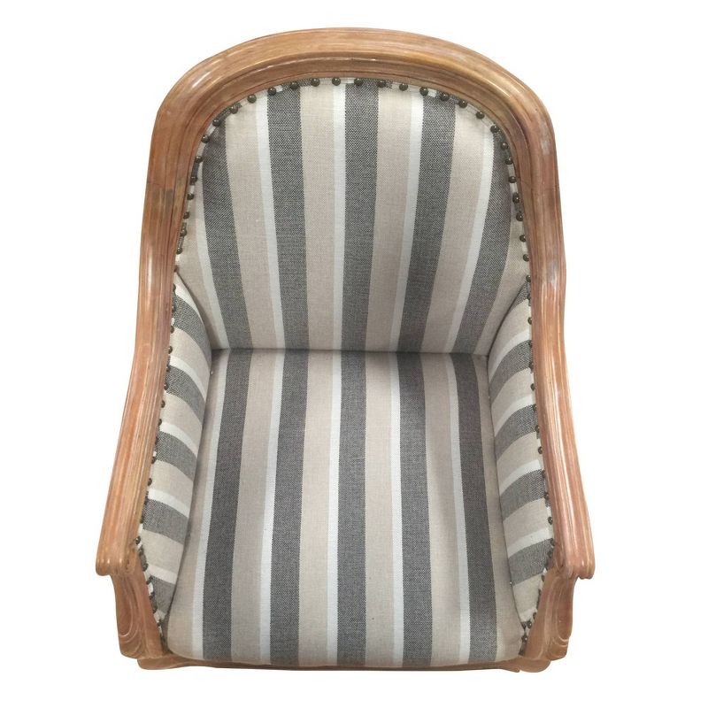Striped Fabric Arm Wooden Frame Accent Chair Gray/Brown - The Urban Port
