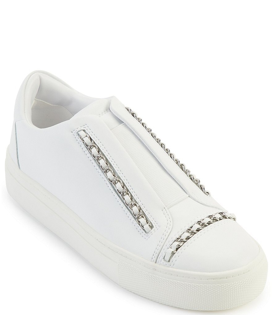 KARL LAGERFELD PARIS Crissie Leather Chain Detail Slip-On Sneakers