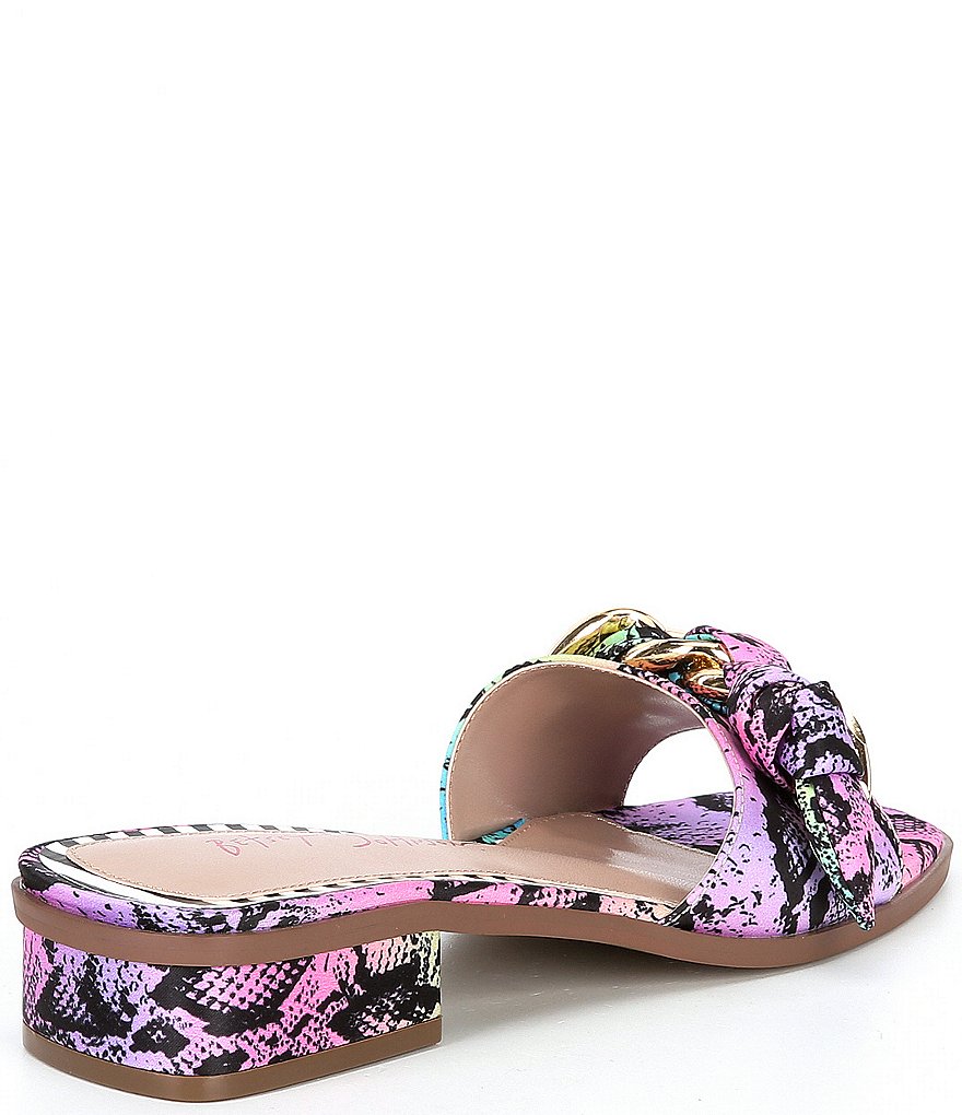 Betsey Johnson Milley Rainbow Snake Print Chain Slides