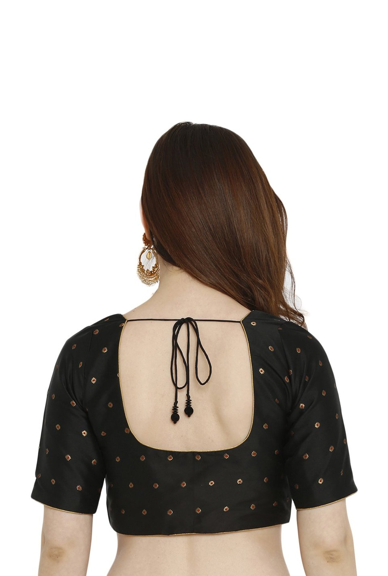 Salwar Studio Black Woven Pattern Readymade Blouse