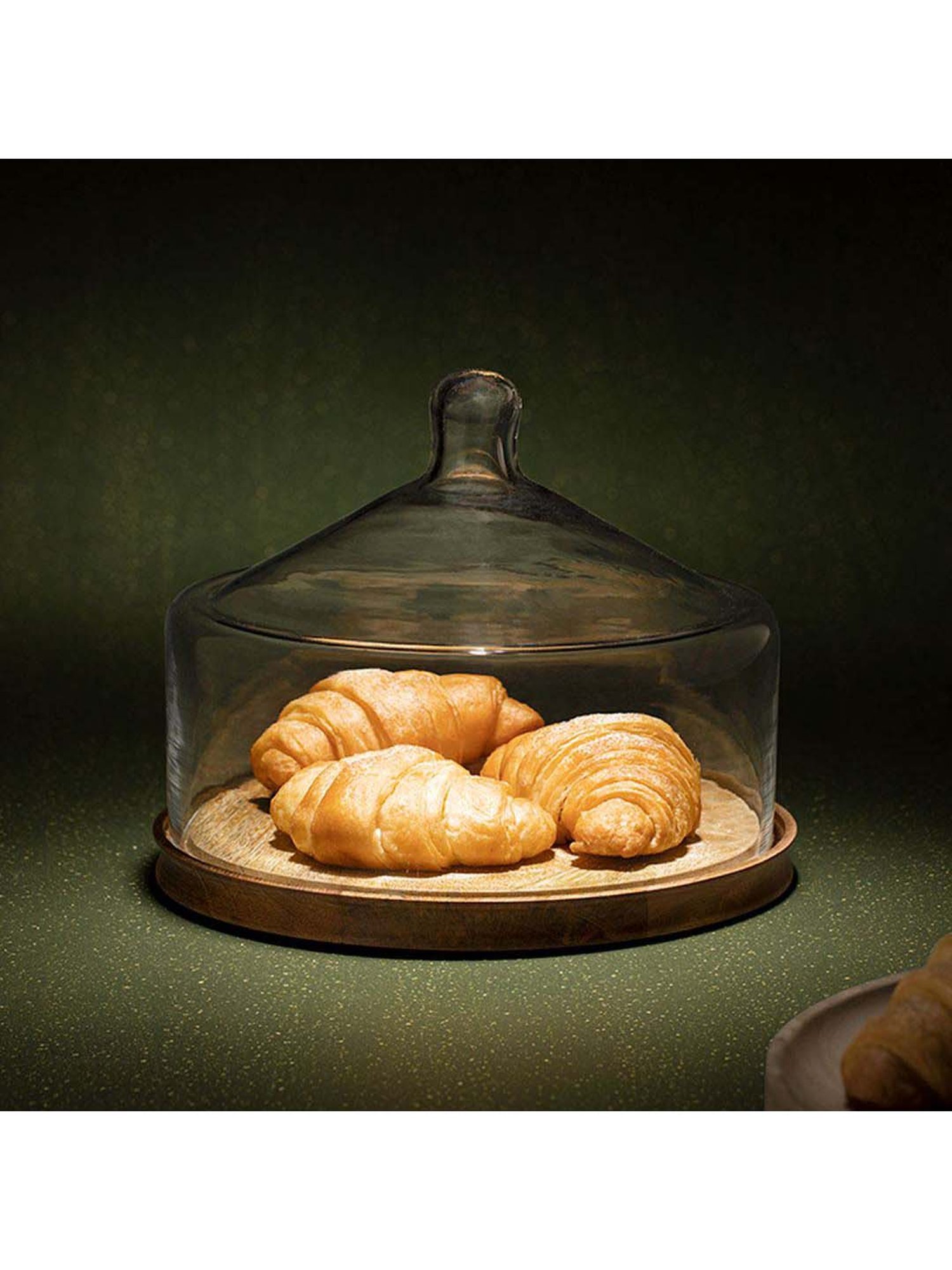 ellementry Transparent Glass Cloche with Base - Set of 1