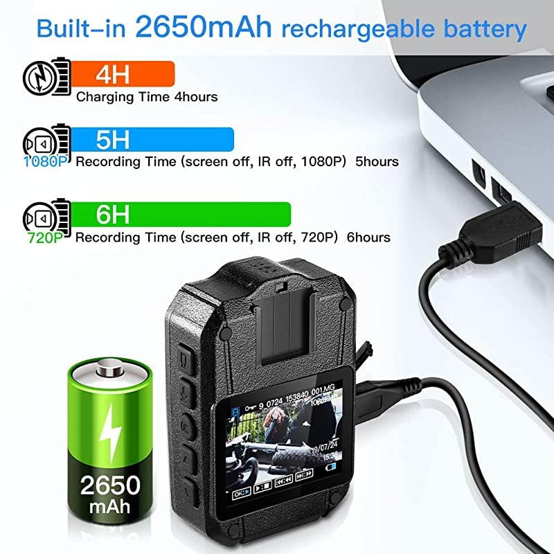 Body Worn Camera Built in 32GB 1080PPortable MultiFunctional 170&deg; IR Night Body Mounted Camer Vision DVR Video for Police Officers Security Guards and More