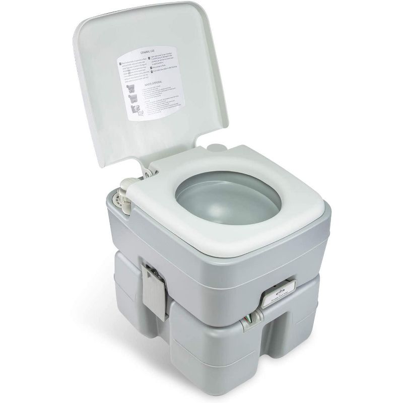 Hike Crew Advanced Portable Outdoor Camping and Travel Toilet &ndash; Adult Porta Potty w/Level Indicator, Rotating Spout, Pressure Valve, 3-Way Pistol Flush &ndash; for RV, Boat or Trailer &ndash; 5.3 Gallon (20L)