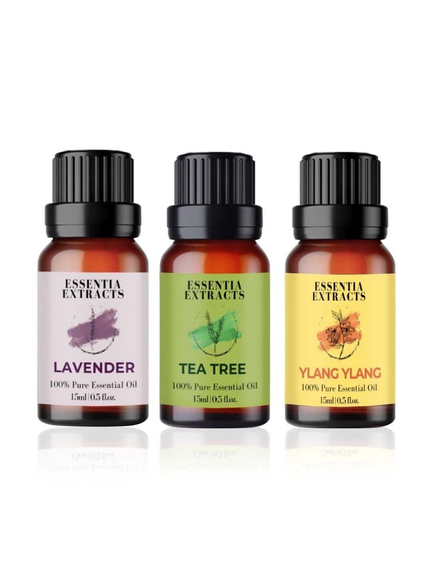 Essentia Extracts Combo of Lavender, Tea Tree & Ylang Ylang Essential Oil