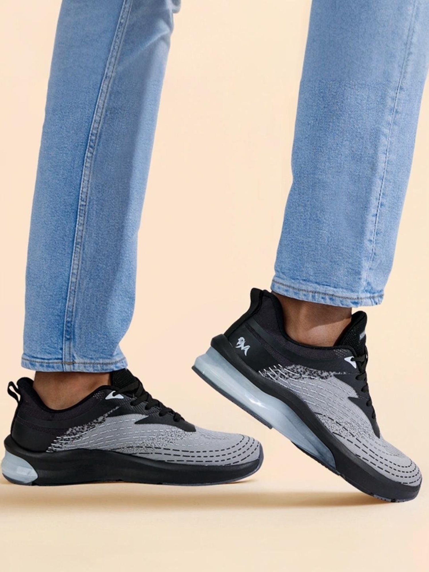 Neemans Men's The Comfornauts Steel Grey & Black Running Shoes