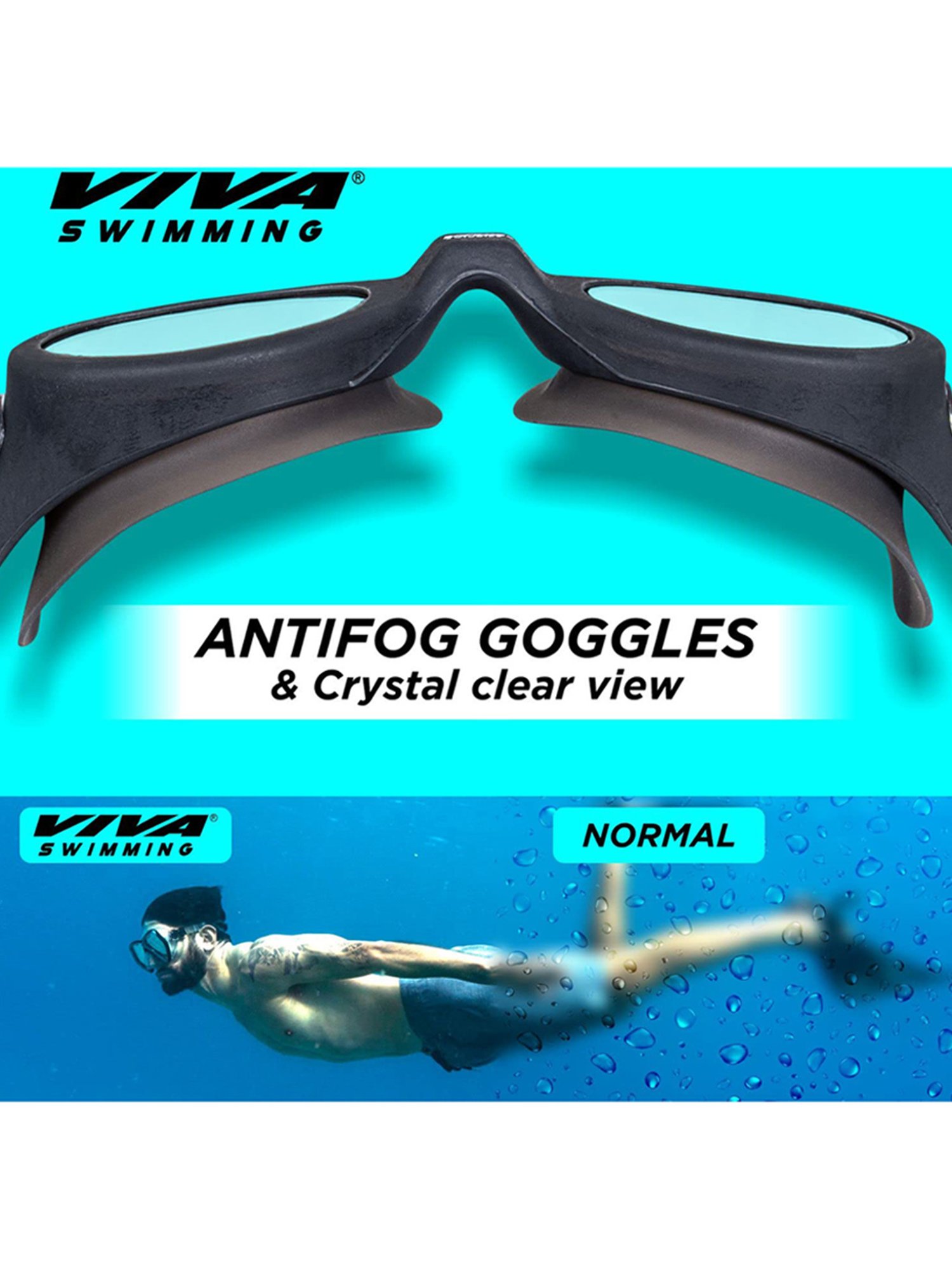 Viva Swimming Sports 200 Swimming Goggles (Black)