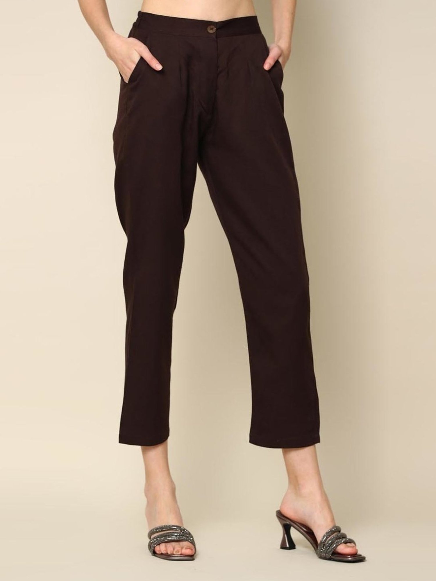 Saltpetre Classic Tencel Tapered Coffee Brown Trousers