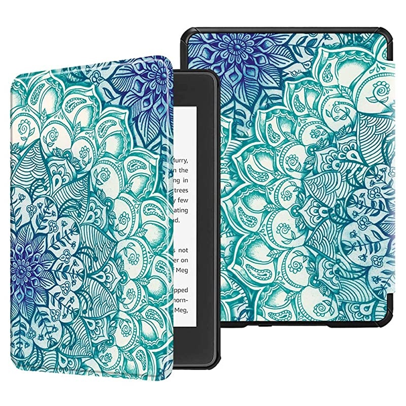 Slimshell Case for All-new Kindle Paperwhite (10th Generation, 2018 Release) - Premium Lightweight PU Leather Cover with Auto Sleep/Wake for  Kindle Paperwhite E-reader, Emerald Illusions