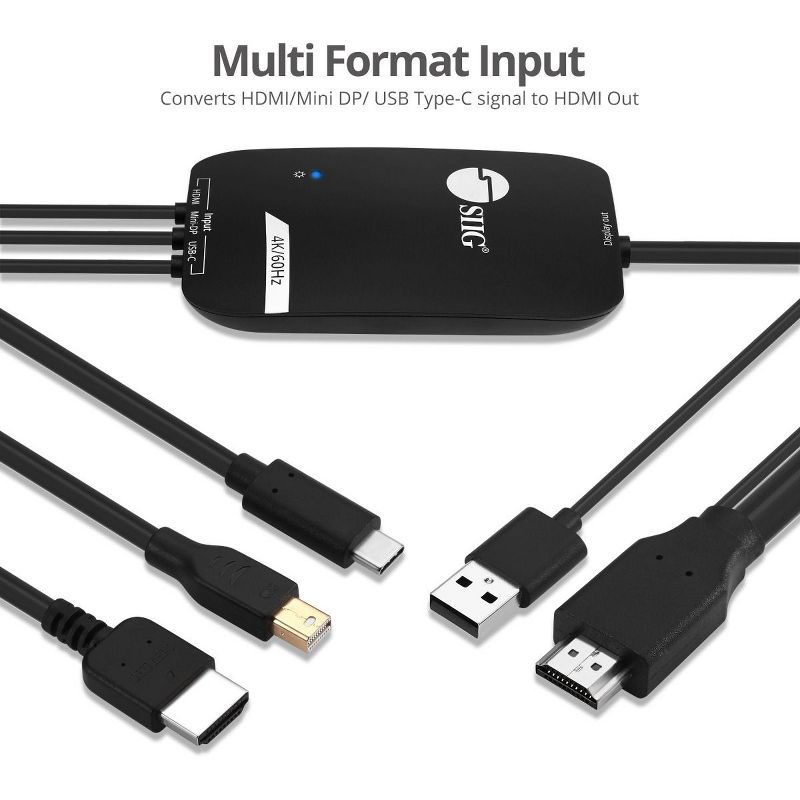 SIIG 3x1 HDMI 4K Multi format Presentation Switcher - BYOD - 4K - 3 x 1 - 1 x HDMI Out