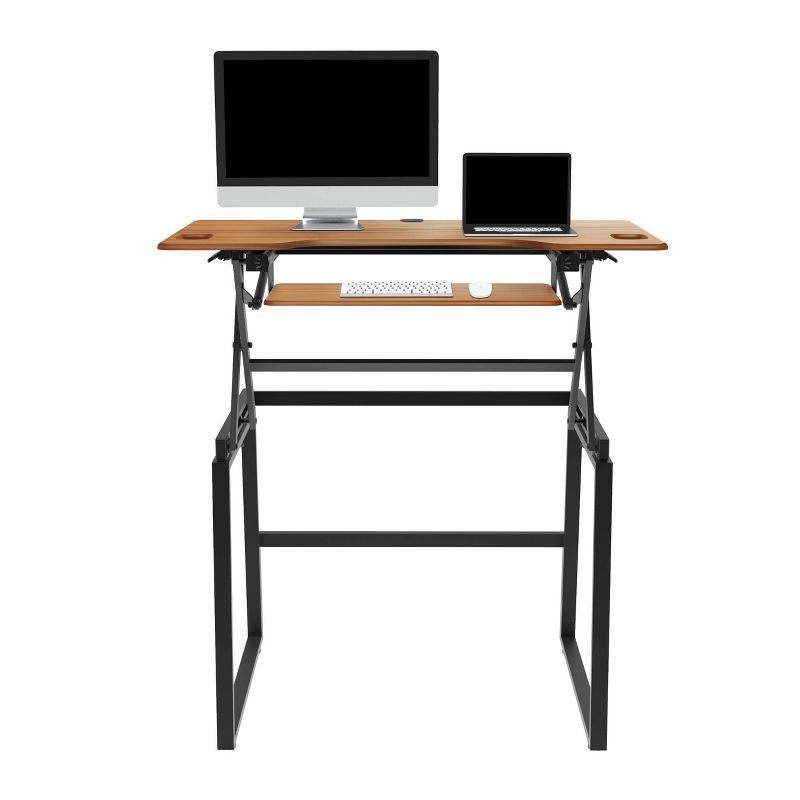 46" Large Adjustable Height Standing Desk Bundle Teak Wood Grain - Rocelco