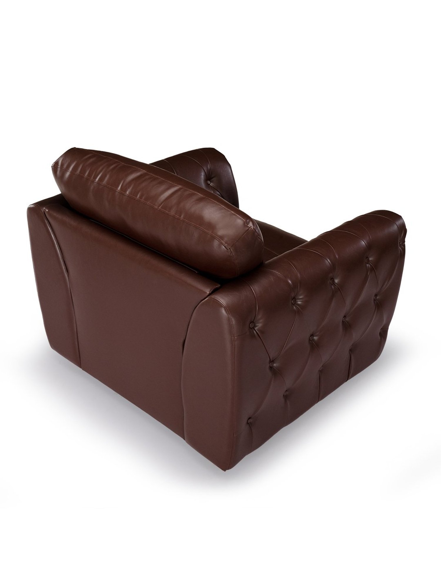 Durian Julian Mahogany Brown Premium Leatherette 1 Seater Sofa