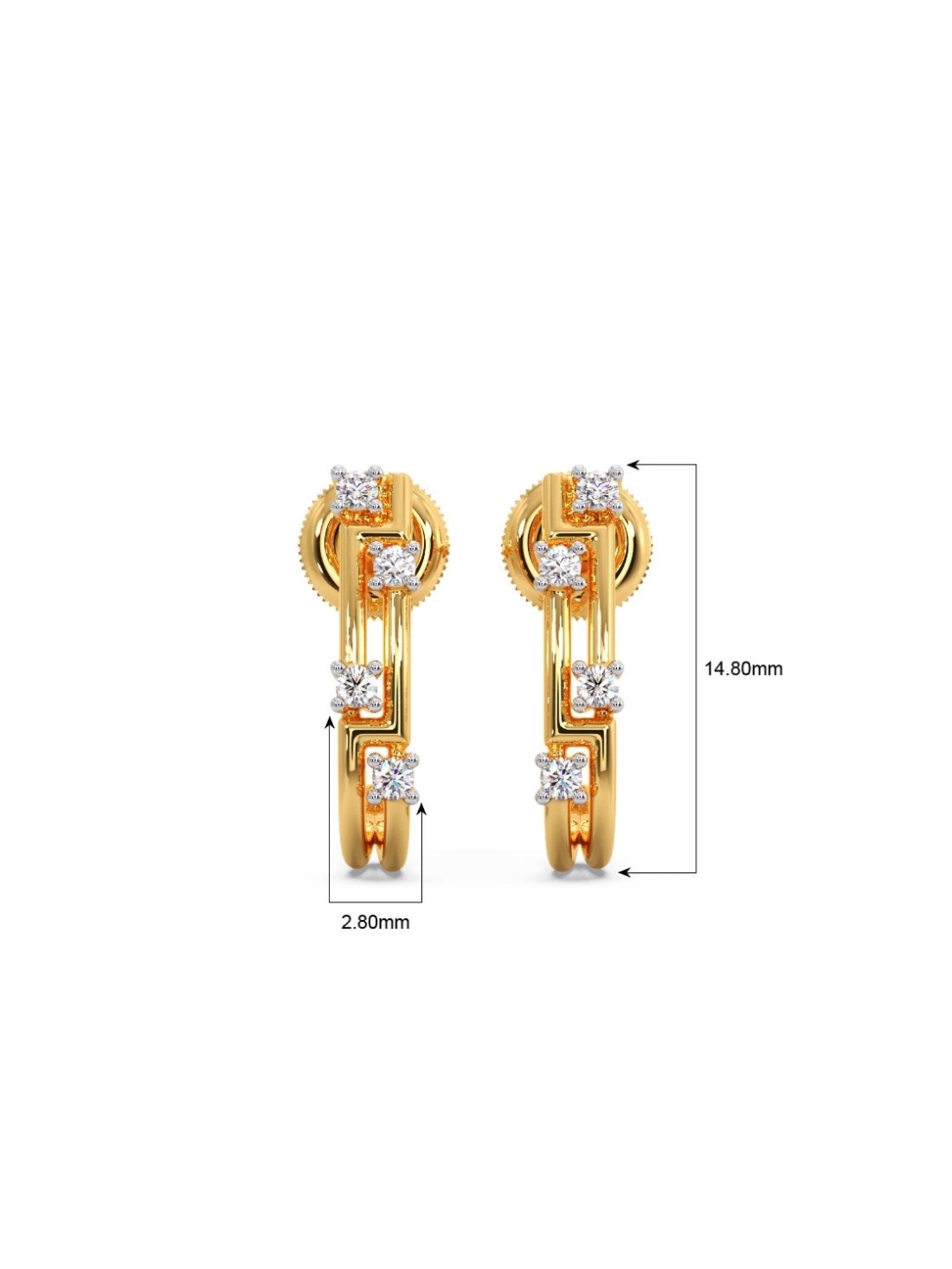 Candere by Kalyan Jewellers Peacock Collection 18k Yellow Gold Diamond Hoop Earrings for Women