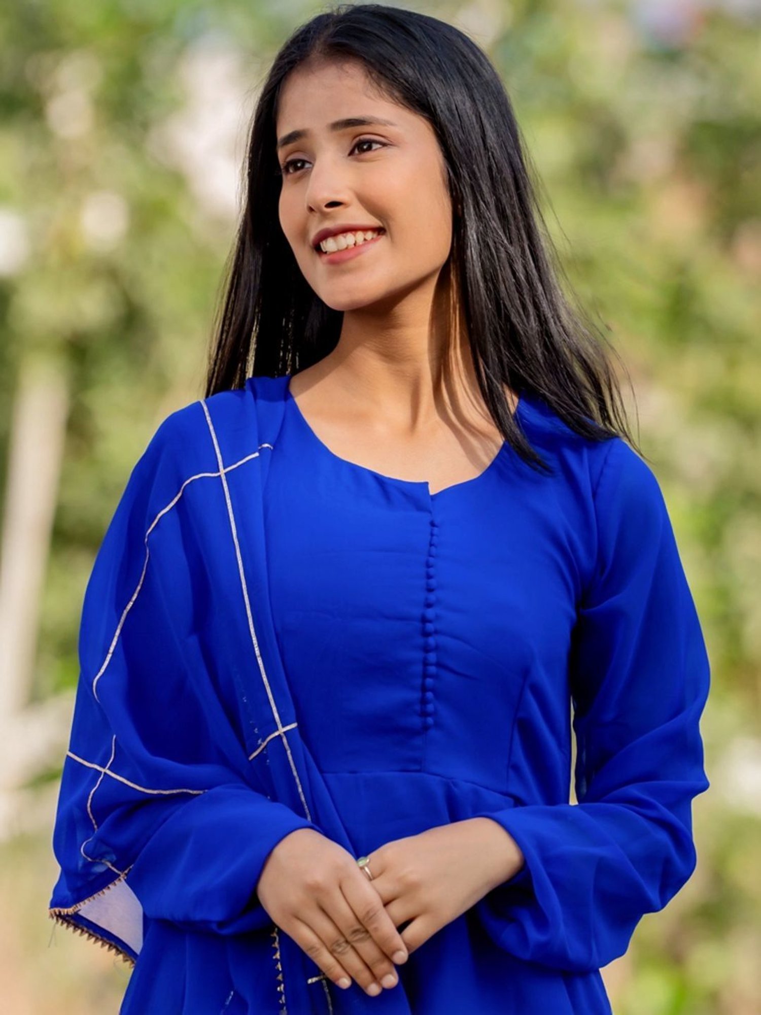 HOUSE OF JAMOTI Blue Regular Fit Kurta Pant Set With Dupatta