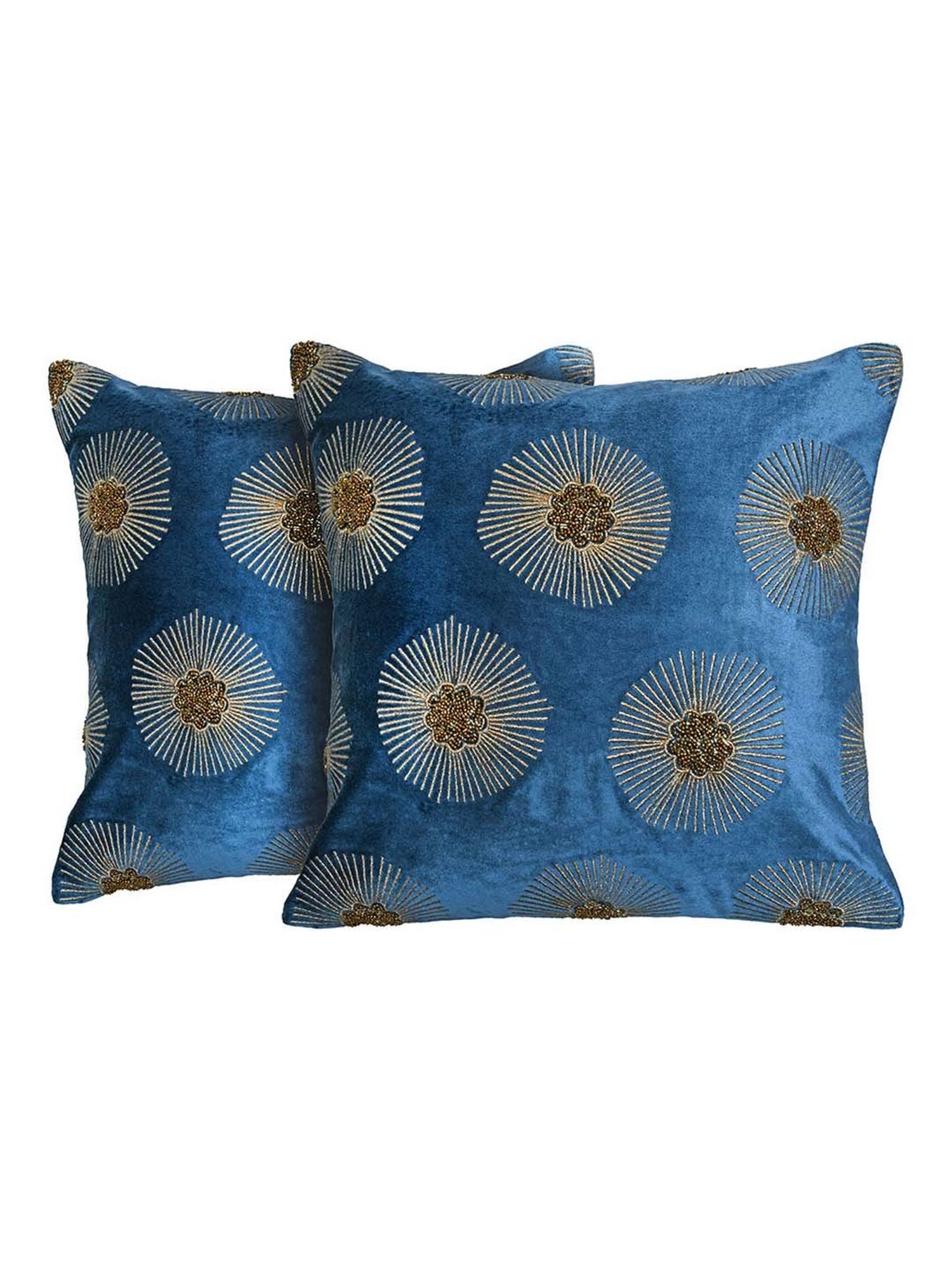 @home Nilkamal Blue Cotton Cushion Covers - Set of 2