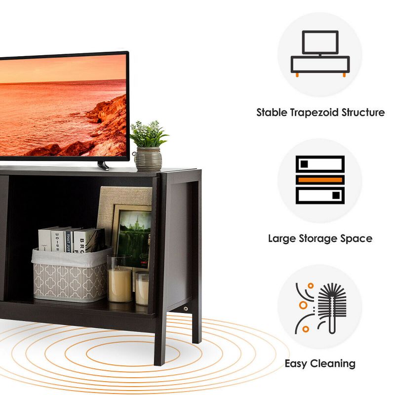 Costway TV Stand Modern Entertainment Cabinet for TV's up To 50'' with Sliding Doors