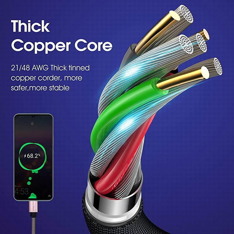Type C Cable 3ft Compatible with Samsung Galaxy A10A20A51S10S9S8Note 8LG V20V30V403A Fast Charging 3 Pack A to C TPE Cord Fast Charging C Cables