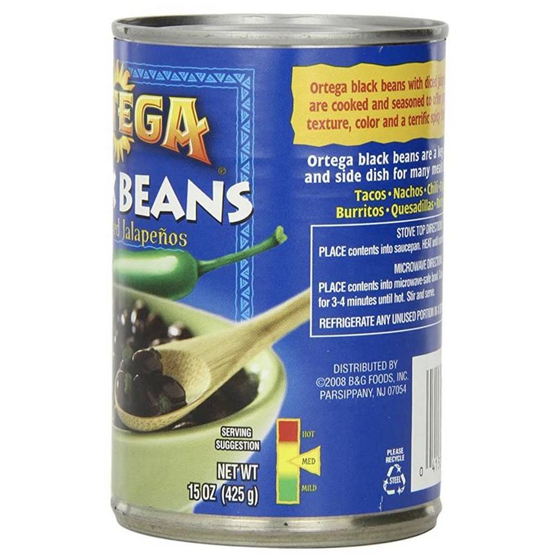 Ortega Black Beans with Diced Jalapenos 15-oz.