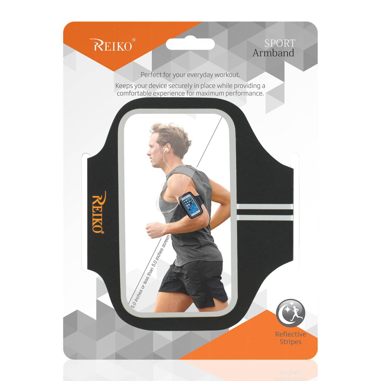 REIKO RUNNING SPORTS ARMBAND FOR IPHONE 7/ 6/ 6S OR 5 INCHES DEVICE IN BLACK (5x5 INCHES)