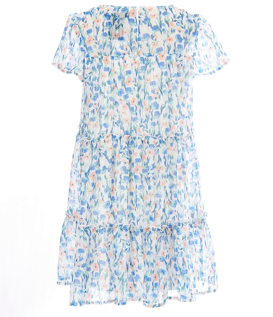 Xtraordinary Big Girls 7-16 Short-Sleeve Lurex Floral Tiered Dress