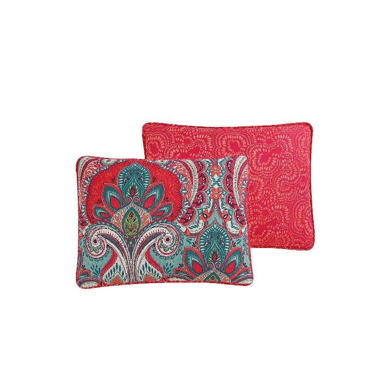 VCNY Home Casa Re'al Coral/Aqua Reversible Quilt Set - Multicolored 4 Piece Twin - Twin XL