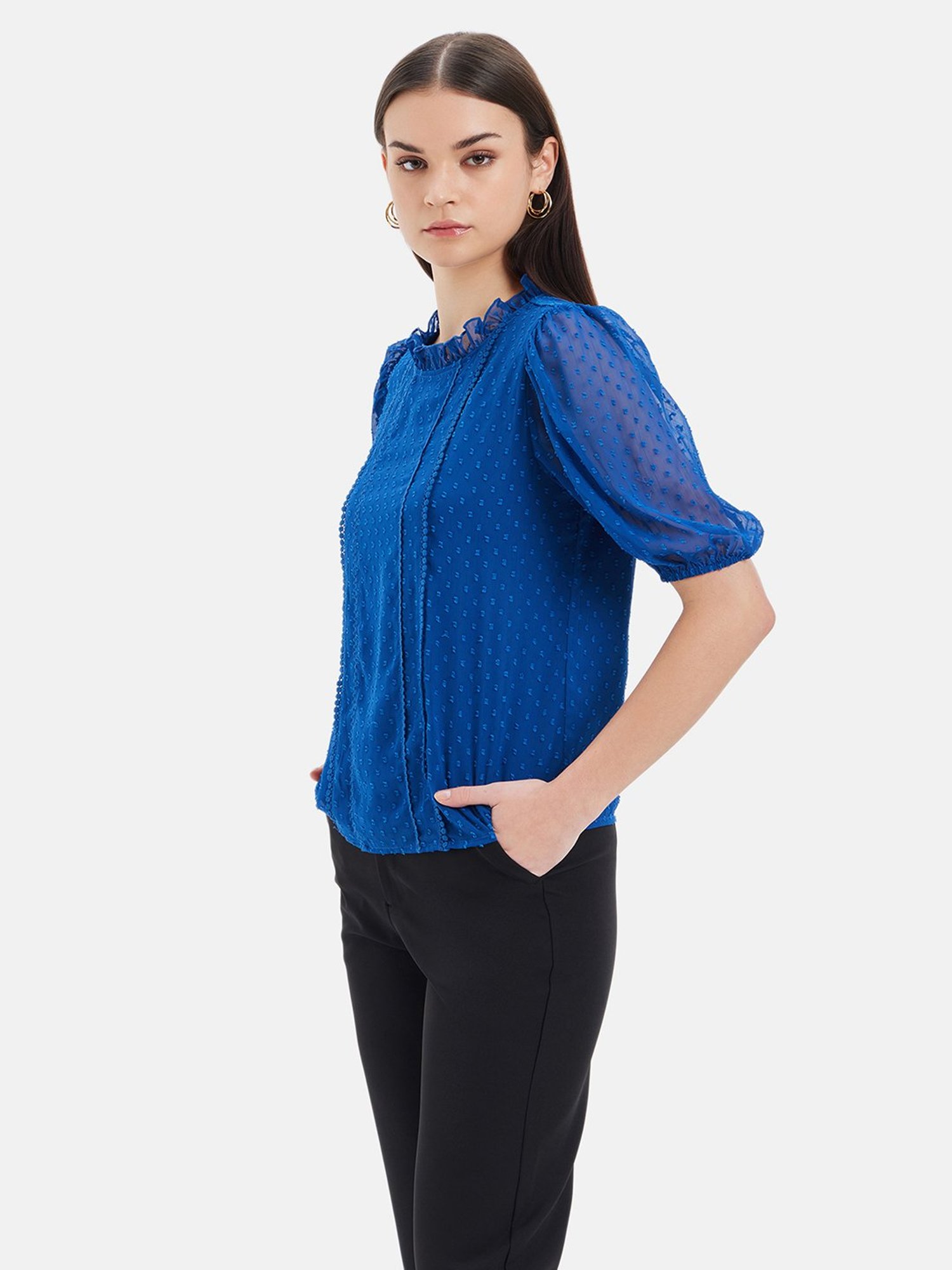 Kazo Blue Self Design Top