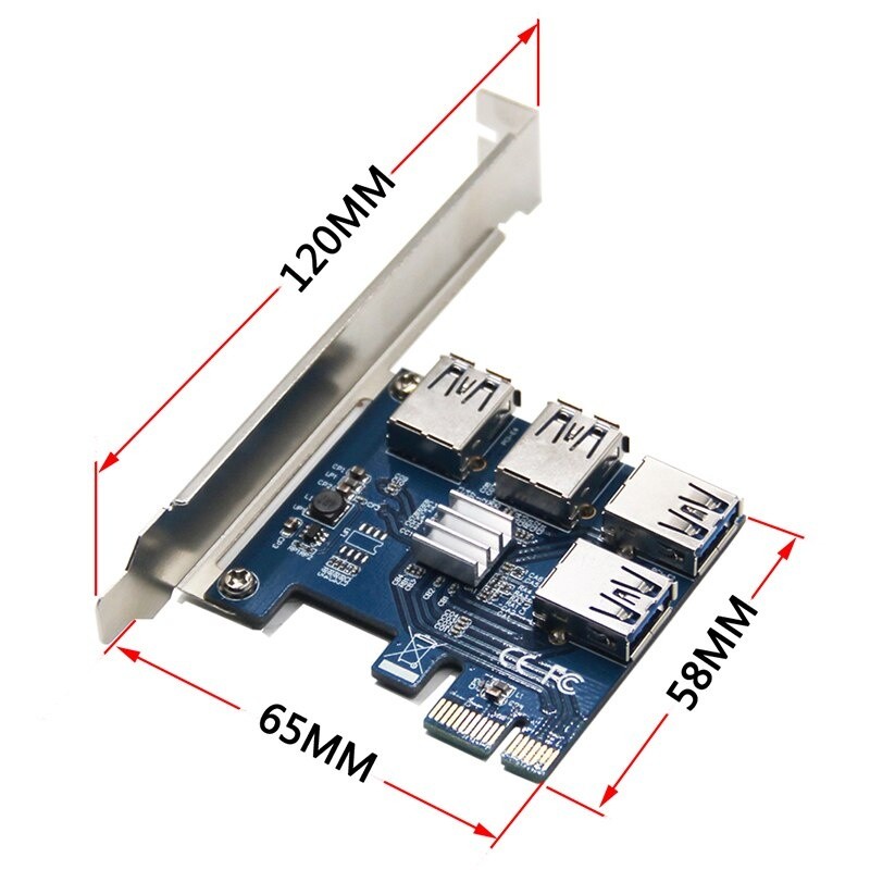 Riser PCI-E PCI Express Expansion Card PCIE 1 to 4 Ports USB 3.0 Adapter PCI-E Riser Card For Bitcoin Miner Antminer BTC Mining