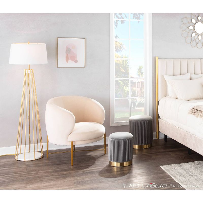 Marla Contemporary Nesting Pleated Ottomans Gold/Gray - LumiSource